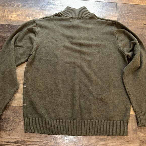 Oscar de la Renta Mens Olive Green Cotton Blend 1/4 Zip Pullover Sweater Size XL - Picture 7 of 7